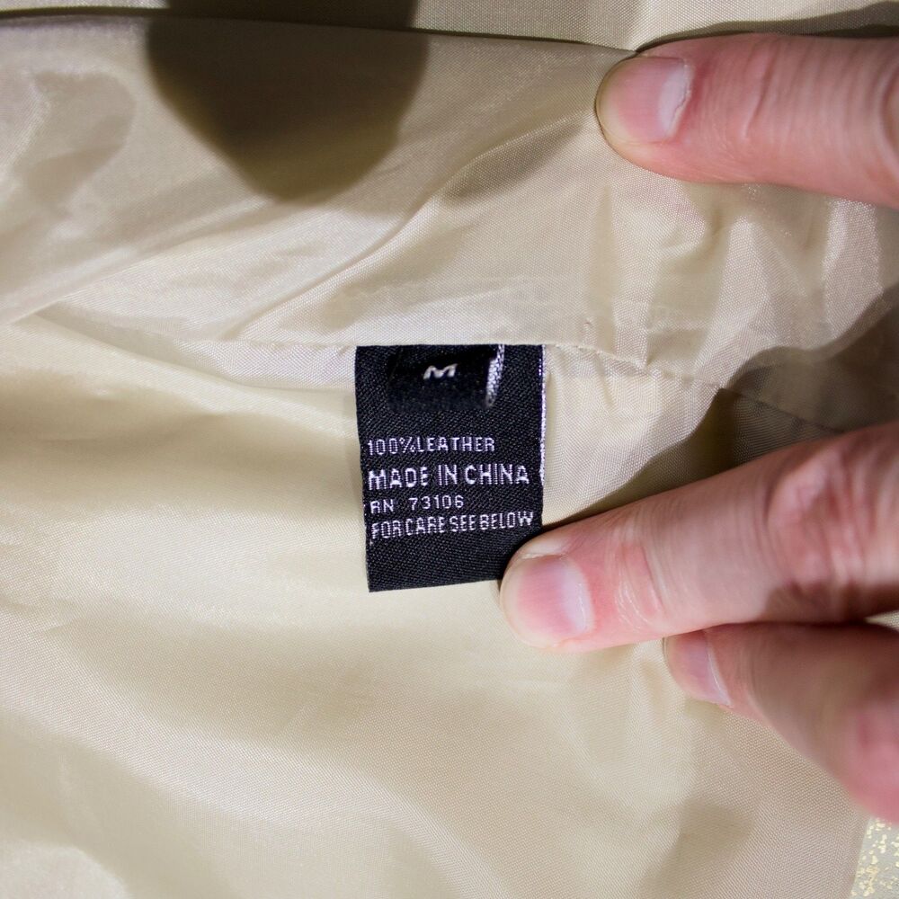 Michael Simon Ruffled Leather Jacket Beige Gold Sparkle Women Size M (B4) - Picture 12 of 16